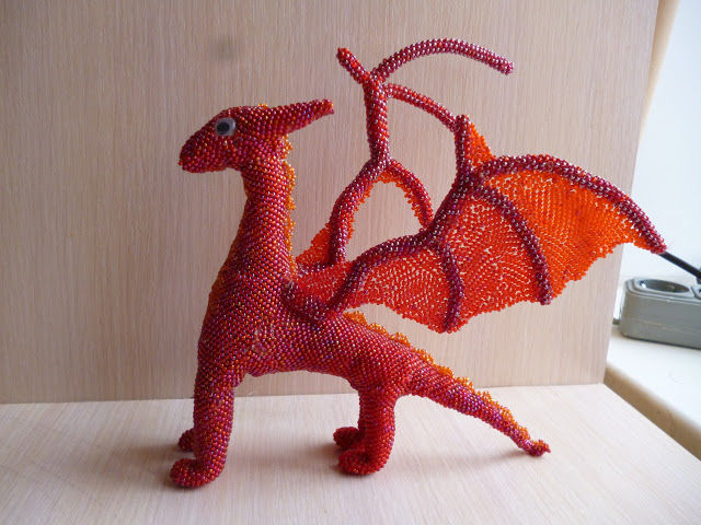 Плетем красного дракона из бисера, фото № 14