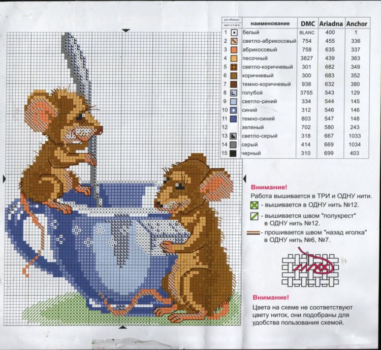 Очаровательные мышата: идеи и схемы для вышивки крестом, фото № 13