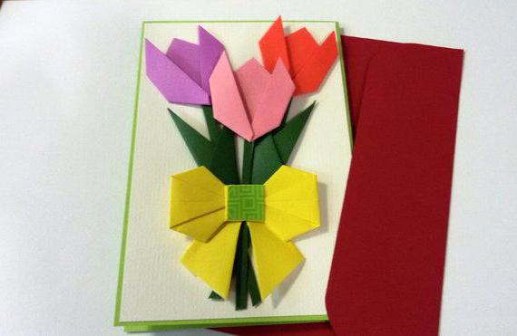 оригами открытка для мамы 