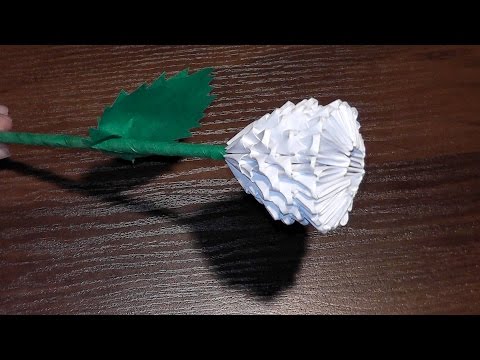 Модульное оригами белая роза (цветок) мк