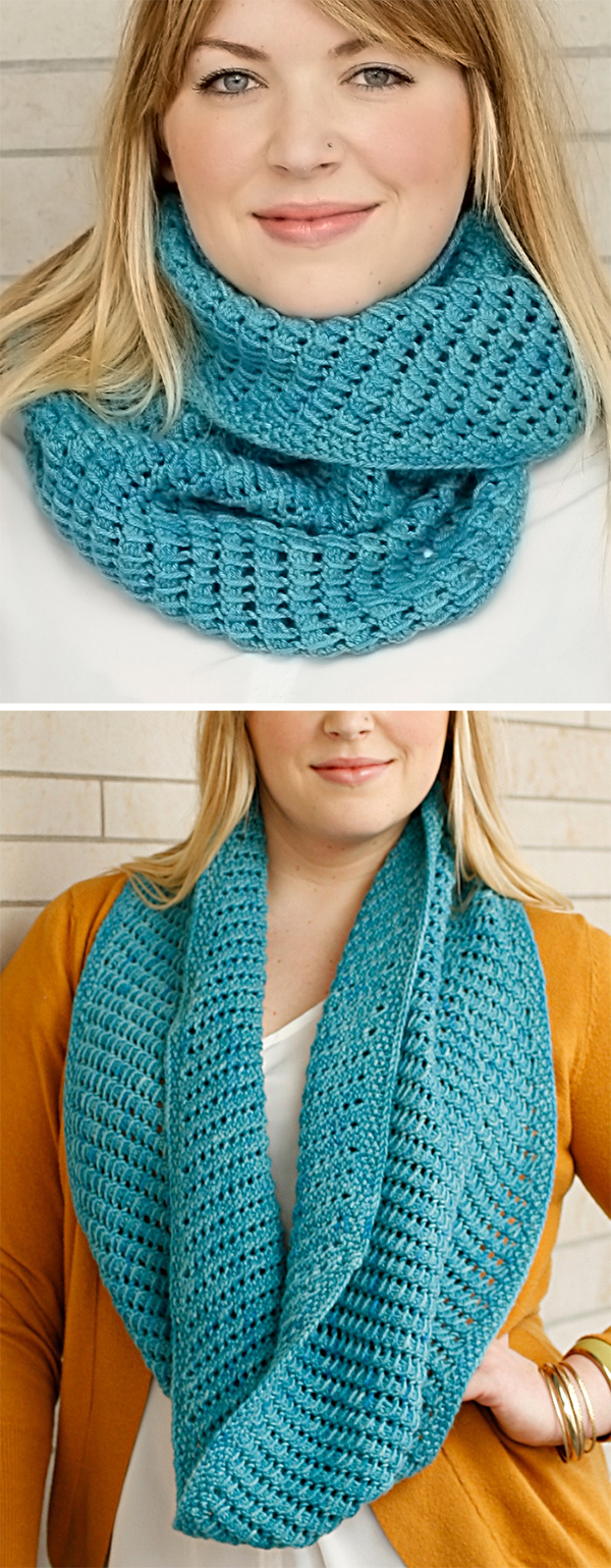 Free Knitting Pattern for Easy 2 Row Repeat Bar Hopping Cowl