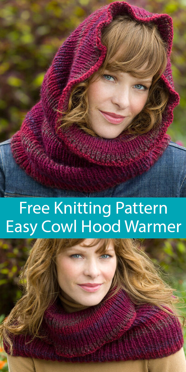 Free Knitting Pattern for Easy Cowl Hood Warmer