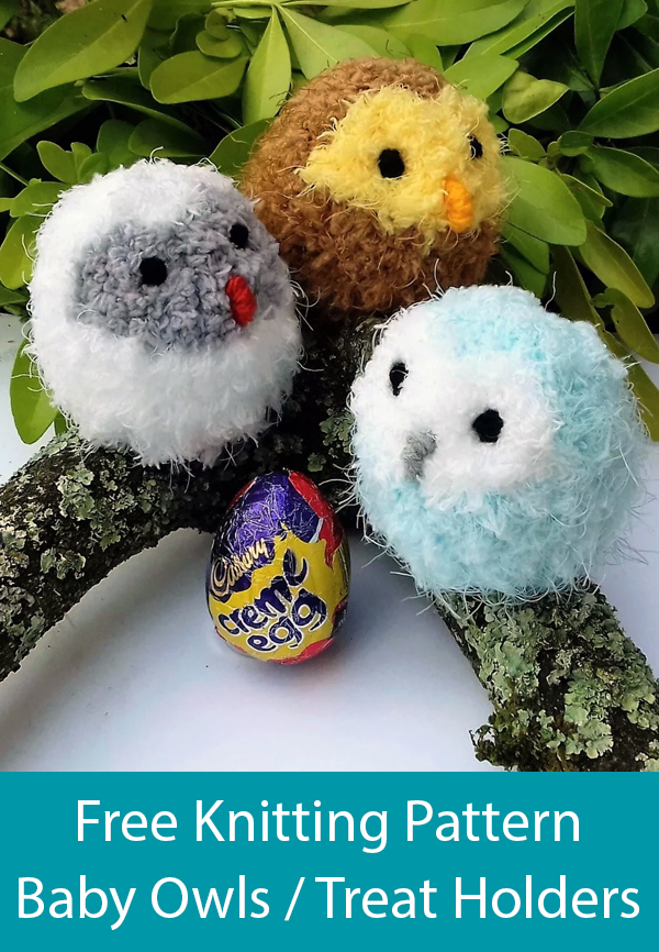Free Knitting Pattern for Easy Owl Baby Treat Holders