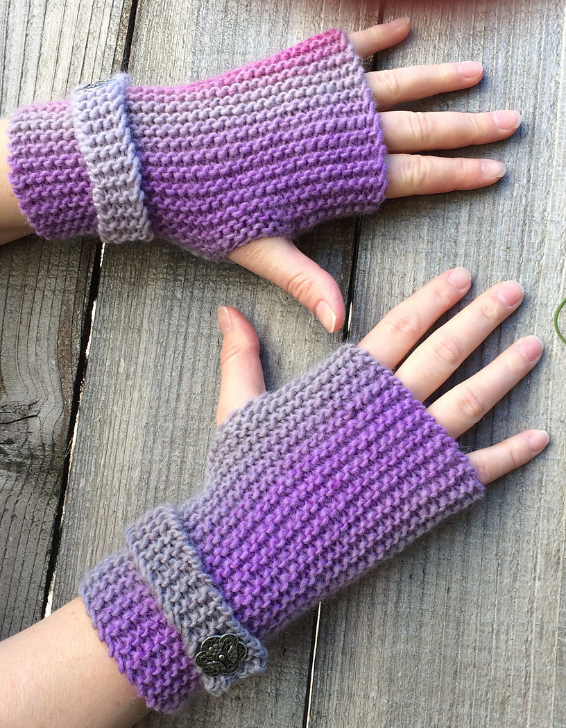 Free Knitting Pattern for Easy Garter Stitch Fingerless Mitts