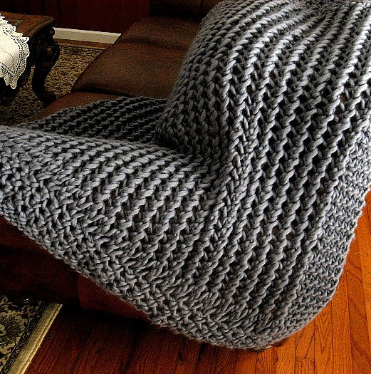 Free Knitting Pattern for Lacy Chunky Throw
