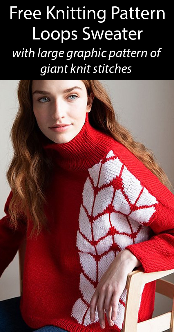 Free Knitting Pattern for Loops Sweater with large pattern of giant knit stitches