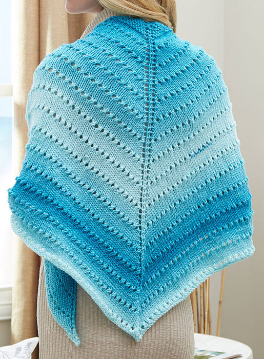 Free Knitting Pattern for Easy Ombre Lace Triangle Shawl