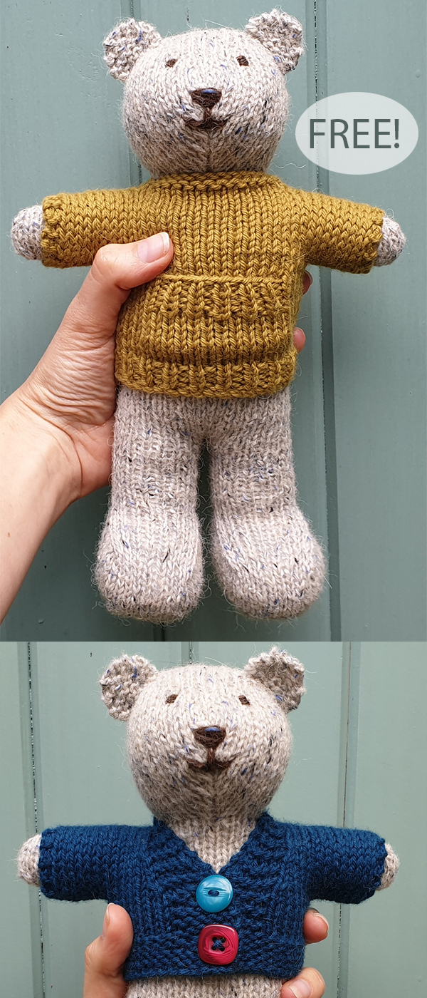 Free Knitting Pattern for Ted the Bear with Wardrobe