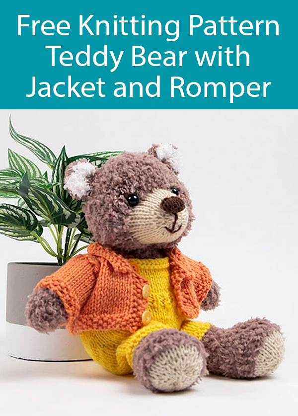 Free Knitting Pattern for Teddy Bear with Jacket and Romper. $20 Kit Available