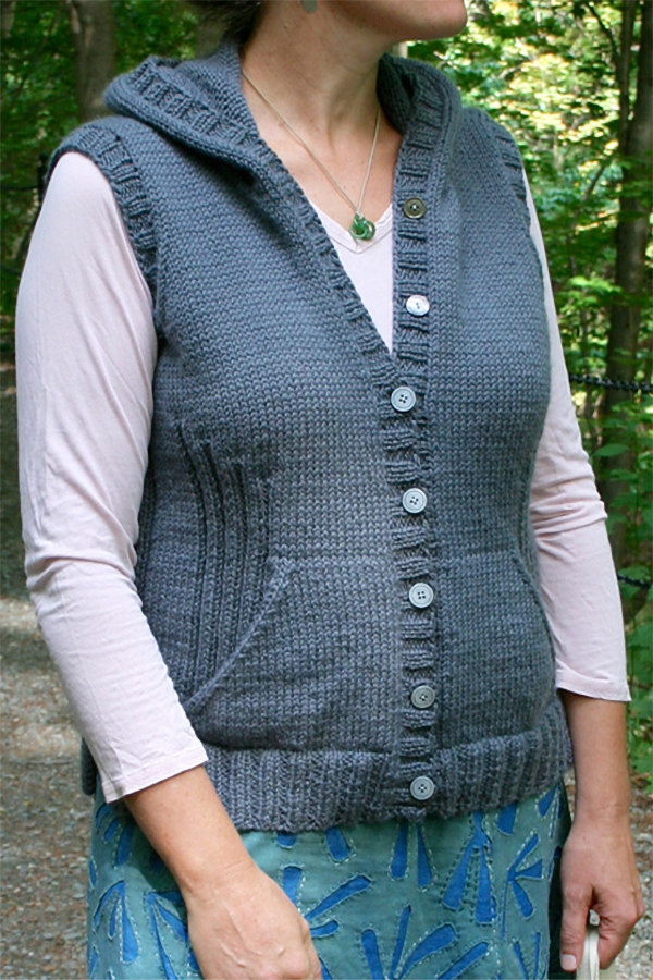 Free Knitting Pattern for Viatori Hooded Vest