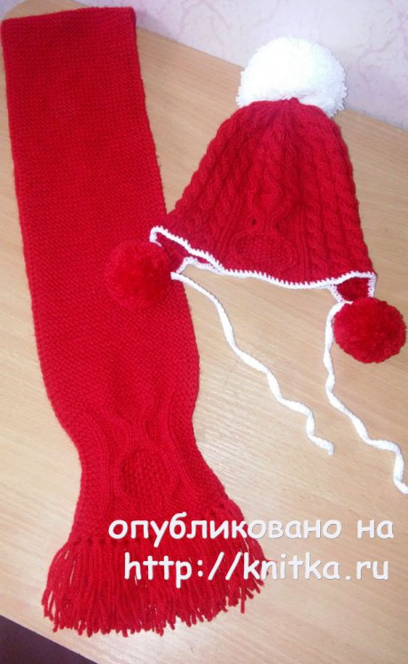 Шапка и шарф спицами. Работы Яны Петровой. Вязание спицами.
