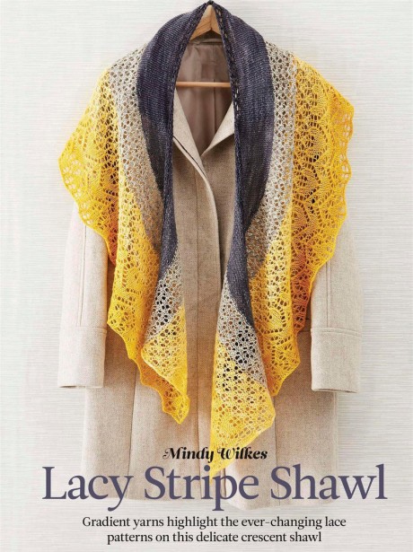Вязанная спицами шаль Lacy stripe by Mindy Wilkes. Вязание спицами.