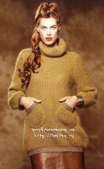 Вязание женского свитера спицами резинкой