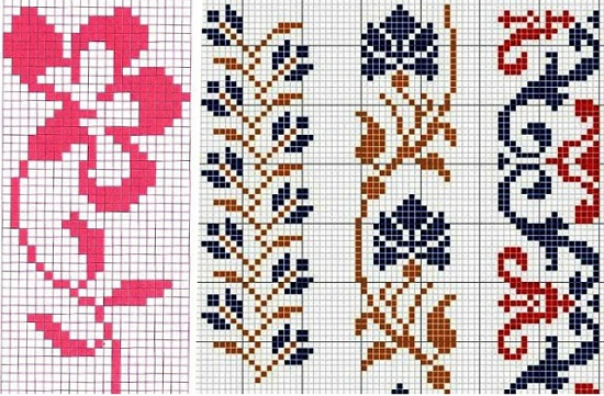 цветочные орнаменты для вязания спицами