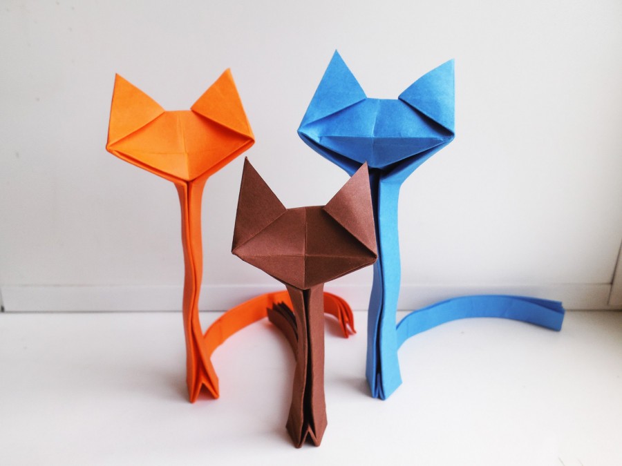 Цветные кошки-оригами