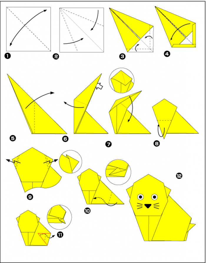 Схема кошки-оригами