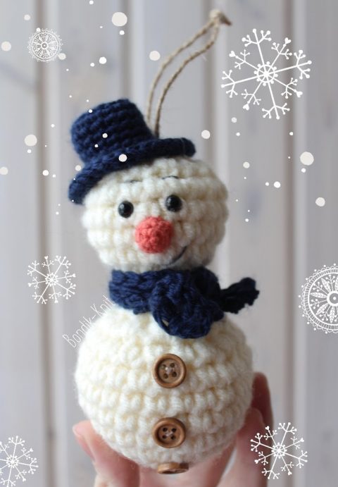 Самый легкий снеговик крючком от Яеы Бондарчук