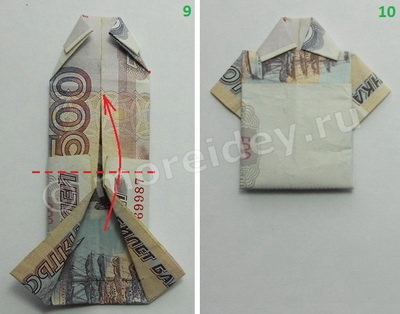 Как сделать оригами из русских денег рубашка