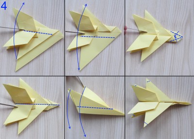 схема сборки истребителя оригами 4