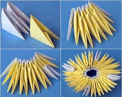 Ваза из модулей оригами схема 1-4