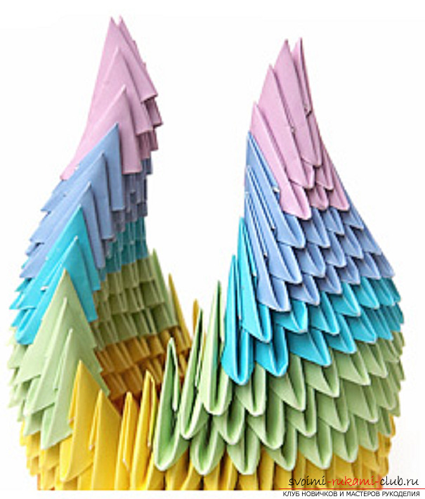 модульное оригами лебедя. Фото №35