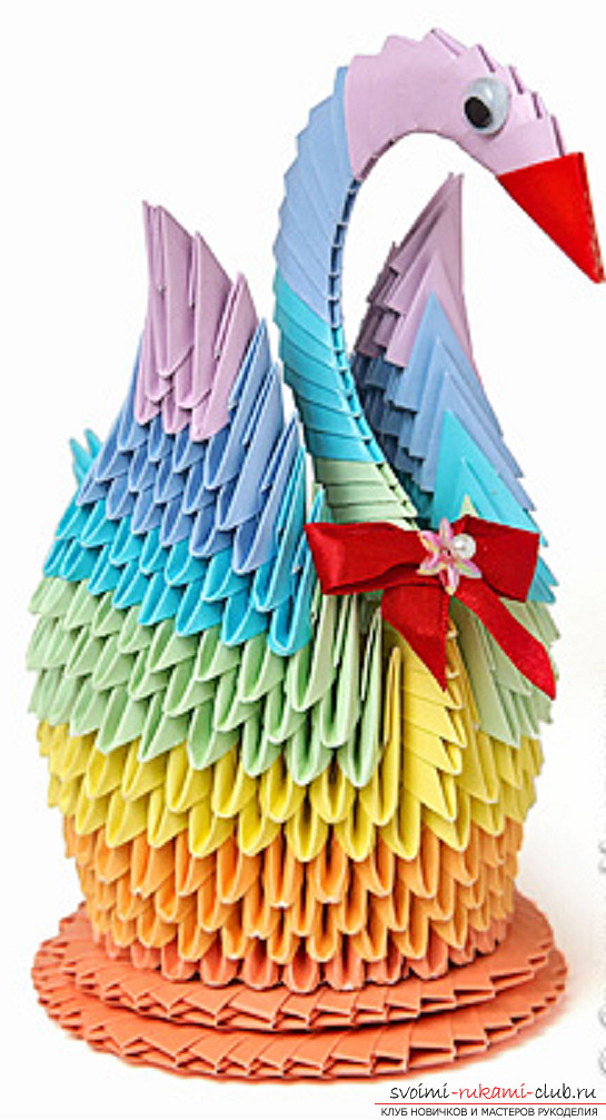 модульное оригами лебедя. Фото №42