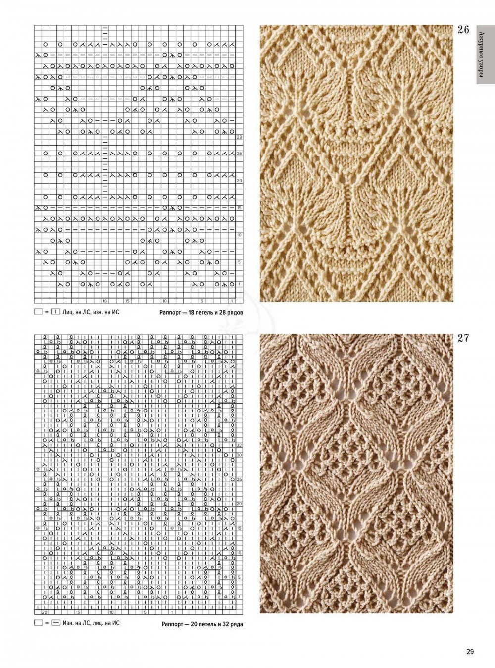 схемы ажурного вязания спицами узоров с описанием