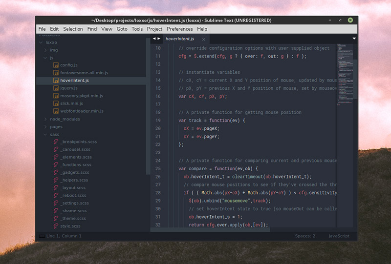Spacegray Theme for Sublime Text