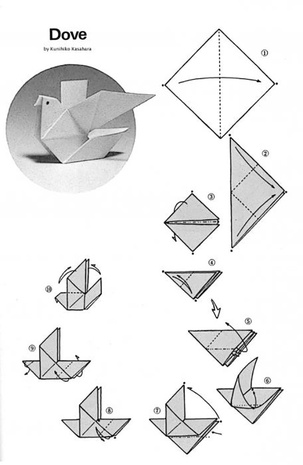 голубь простой оригами 1
