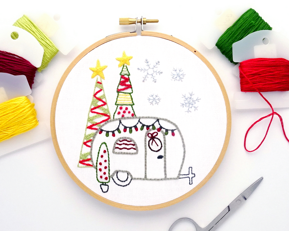 Vintage Trailer Holiday Hand Embroidery Pattern